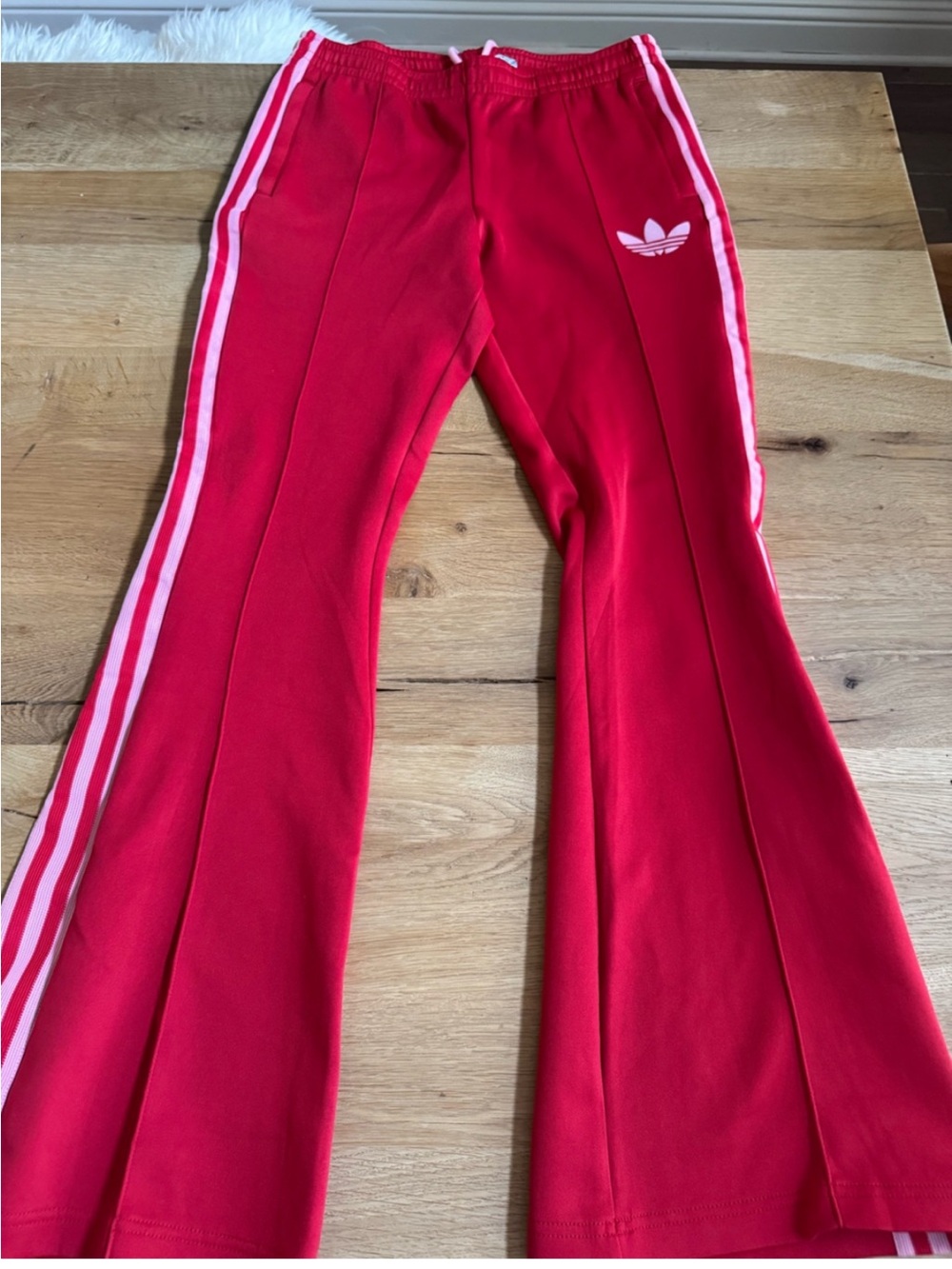 adidas RETRO Red Flared Track Pants with Pink - Picture 2 of 5